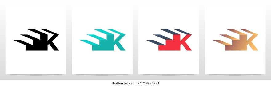 Escadas De Três Passos Carta Tridimensional Design Inicial Do Logotipo K