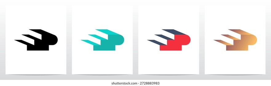 Escadas De Três Passos Carta Tridimensional Design De Logotipo Inicial P