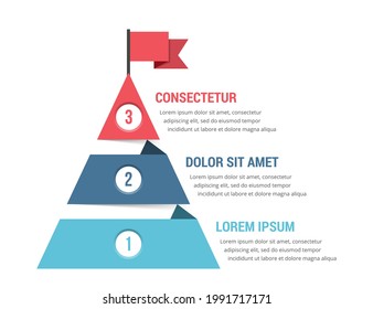 Three steps to success, infographic template, leadership or motivation concept, vector eps10 illustration