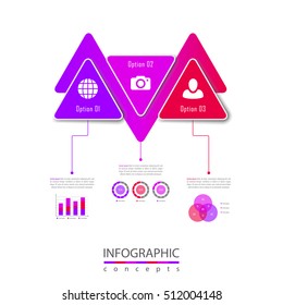 Three steps timeline infographics - can be used for chart, diagram, web design, presentation, advertising, history, report. Vector infographic illustration
