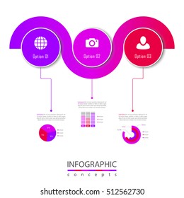 Three steps timeline infographics - can be used for chart, diagram, web design, presentation, advertising, history, report. Vector infographic illustration.