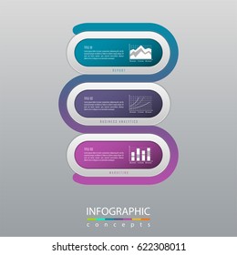 Three steps timeline infographics can be used for chart, diagram, web design, presentation, advertising, history, report. Vector infographic illustration