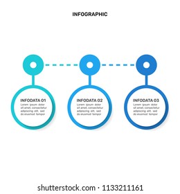 Three steps vector infographic. circles processes line. vector illustration