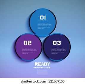 Three steps of vector progress icons