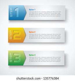 three steps vector template banners