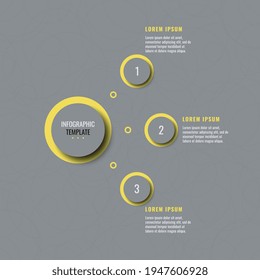 Three steps vertical infographic template on a grey background. Modern business data visualization with text boxes. Vector illustration easy to edit and customize. Eps 10