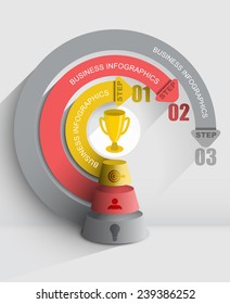 three steps to victory over the target circular infographics blank template