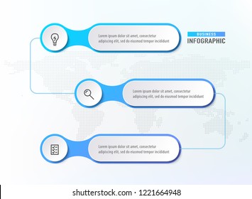 Three steps workflow. Infograph chart diagram. Timeline elements. Business concept infographic template. Vector illustration.