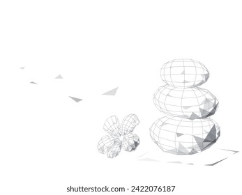 three stones and flower shows stacking stones and the meaning of zen vector illustration graphic EPS 10
