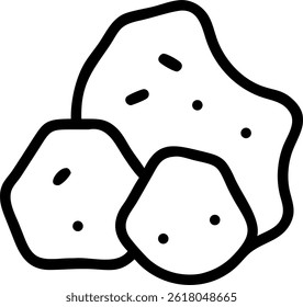Three stones are grouped together, each with a unique shape and small dark spots, on a white background.