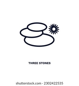 icono de tres piedras. Línea fina tres piedras icono de la colección de belleza y elegancia. Vector de contorno aislado en fondo blanco. El símbolo editable de tres piedras se puede usar web y móvil