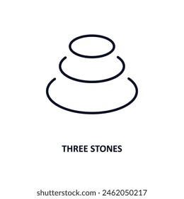 icono de contorno de tres piedras.  Icono de línea delgada de colección de belleza. Vector editable aislado sobre fondo blanco