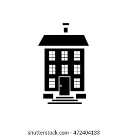 Three storey house icon in simple style isolated on white background