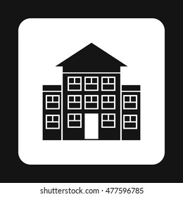 Three storey house icon in simple style isolated on white background. Building symbol