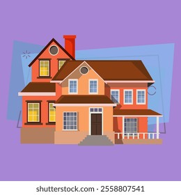 Three storey house vector illustration. Home, exterior, residential house. Suburban houses concept. Vector illustration can be used for topics like architecture, construction, mortgage