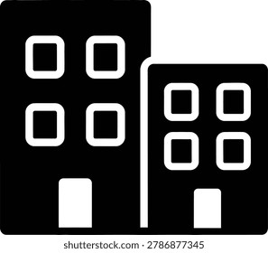 Three Story Adjacent Buildings Vector Icon Design