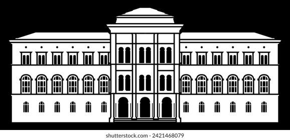 three story classic building vector illustration