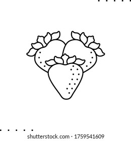 drei Erdbeeren, Vektorfruchtsymbol in Umrissen