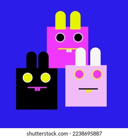 Three street-style rabbits are cool and unique.