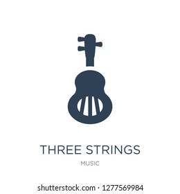 three strings guitar icon vector on white background, three strings guitar trendy filled icons from Music collection, three strings guitar vector illustration