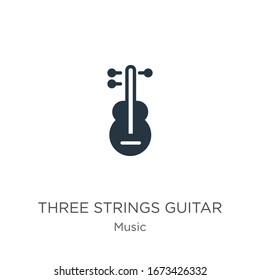 Three strings guitar icon vector. Trendy flat three strings guitar icon from music collection isolated on white background. Vector illustration can be used for web and mobile graphic design, logo, 