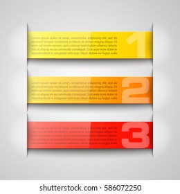 Three Stripe infographic statistic vector presentation. Numbered ribbons.