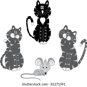 Three striped cat and thinking