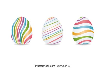 Three striped easter eggs