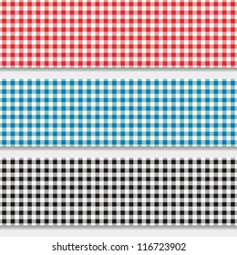 Three structures with the image of check and square