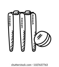 
Three stumps with a ball showing the idea of cricket wicket.
