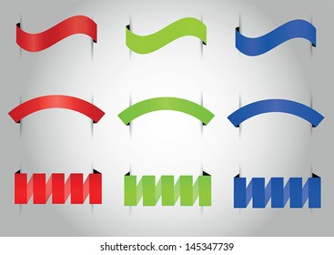 Three Style Ribbon Set, VECTOR, EPS10