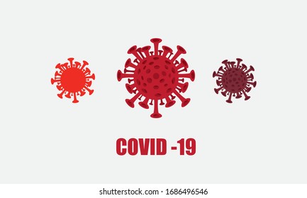 Three style Virus Covid-19, Red tone 
