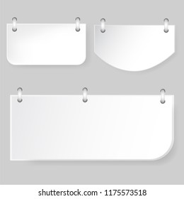 three style white paper cut tag with spiral binder 
