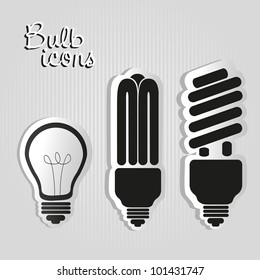 three styles of labels bulb, isolated on black background. vector illustration