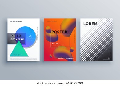 three stylish business brochure design template cover design