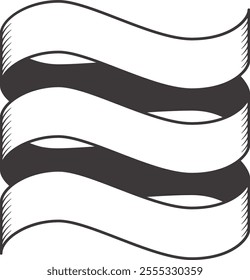 Three stylish waving ribbons are creating a decorative element, perfect for adding a touch of elegance and sophistication to any design project