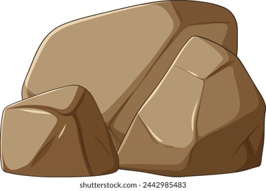 Three stylized cartoon rocks in vector format