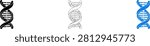 Three stylized dna helix icons in black white and blue color isolated on transparent background, Vector