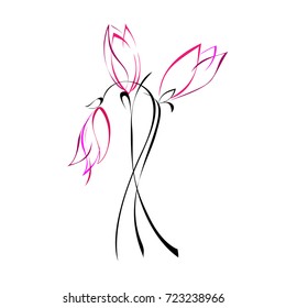 three stylized flowers on a white background