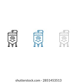 Three stylized icons representing fermentation tanks used in industrial processes like brewing and biotechnology.
