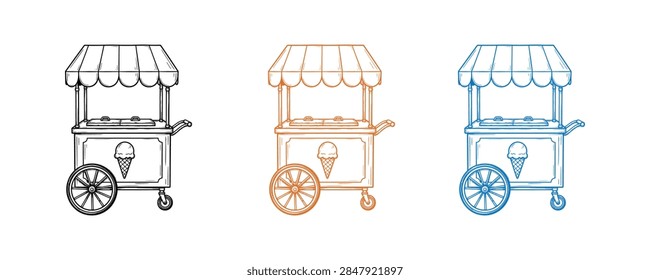 Three stylized illustrations ice