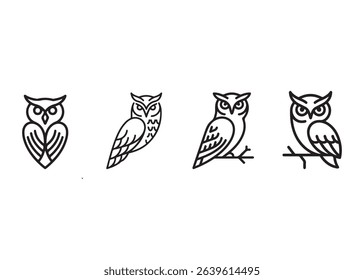 Three stylized owl silhouettes in a minimalist design.