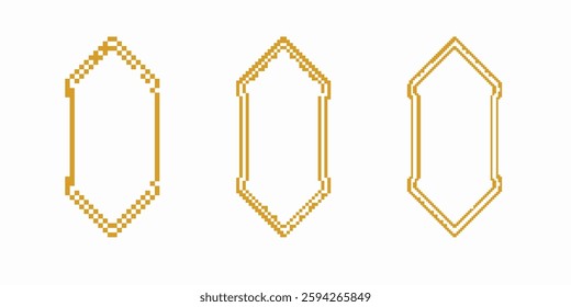 Three stylized pixel art arrows, each pointing upward, showing variations in line thickness.
