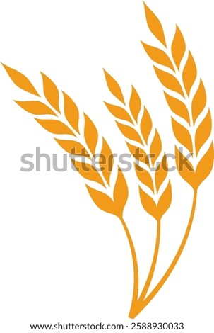 Three stylized wheat stalks creating a simple and elegant design, symbolizing agriculture, farming, and the food industry, while highlighting themes of growth and harvest
