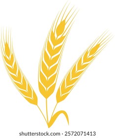 Three stylized wheat stalks are forming a simple yet evocative illustration, representing agriculture, healthy food, and the richness of nature