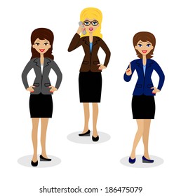 three successful business woman on white background, vector illustration