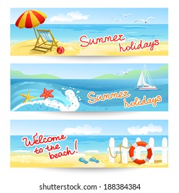 three summer sea banners. vector illustration