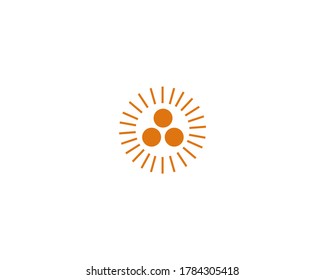 three sun symbol logo design icon