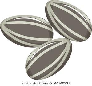 Three sunflower seeds without background