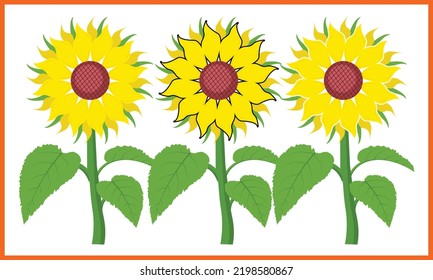 Three Sunflower SVG Printable Vector Illustration.